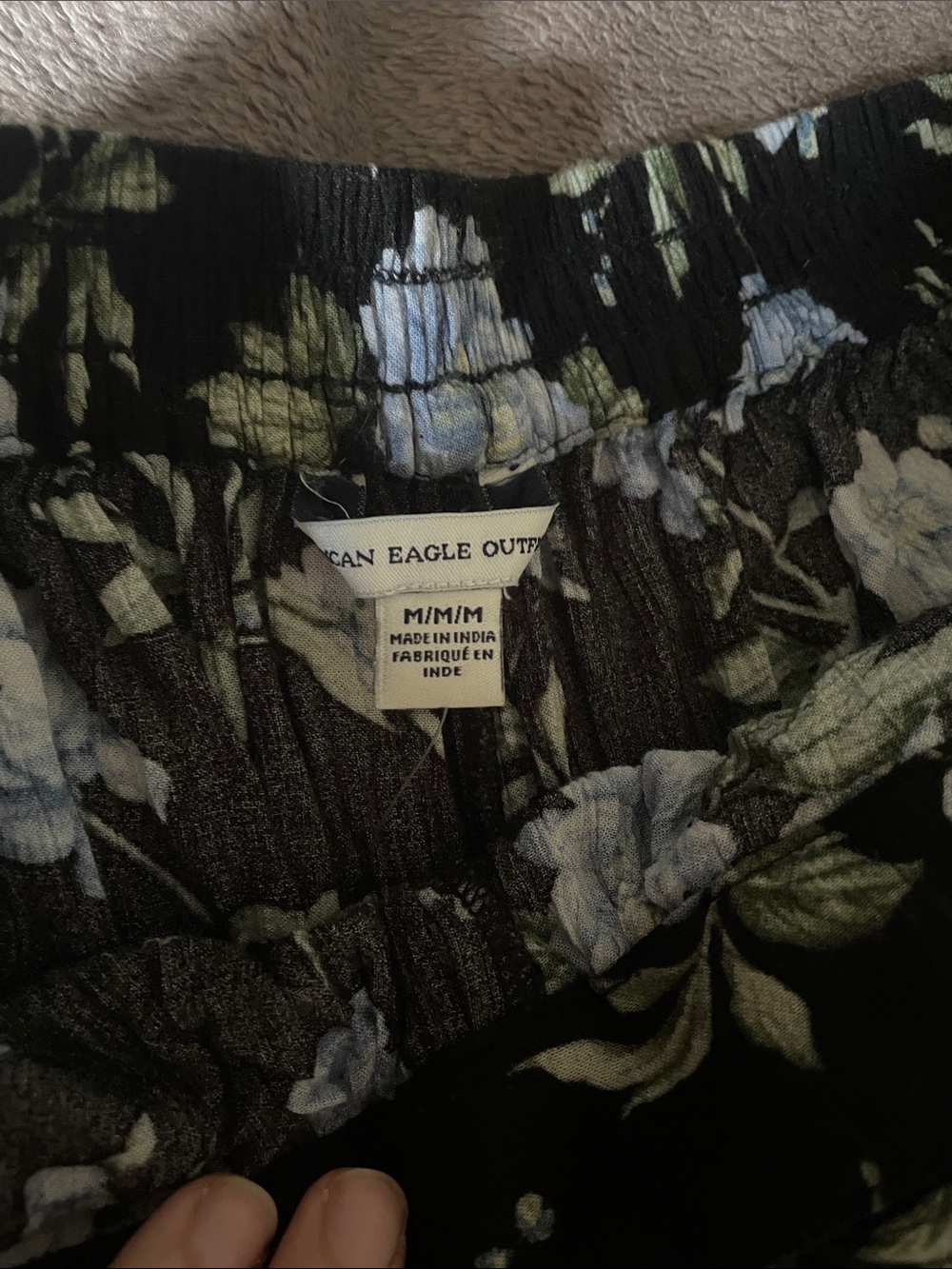 American Eagle Outfitters Black Floral Two-Piece Set with Light Blue Blooms - Picture 2 of 8